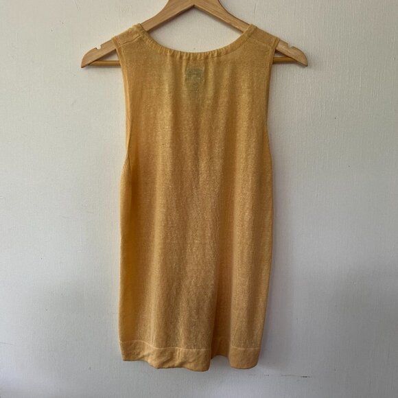 Chicos Sleeveless Top Womens Size 16 Yellow Linen Blend Round Neck Knit Chicos 3 - Picture 5 of 5
